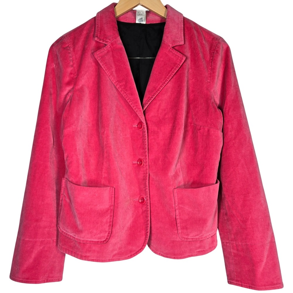 Garnet Hill Women's Pink Velvet Blazer Jacket Size 06 Cotton‎ Spandex Blend